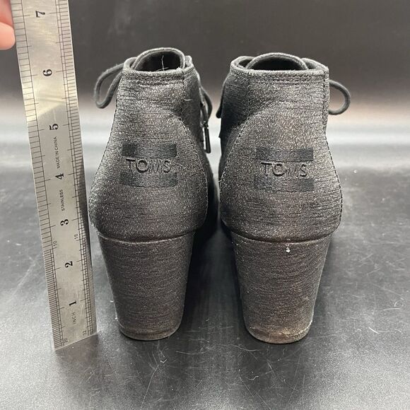 TOMS womens black sparkle wedge bootie size 8.5 10015785 - Picture 4 of 7